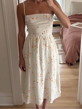 Reformation White Floral Midi Dress